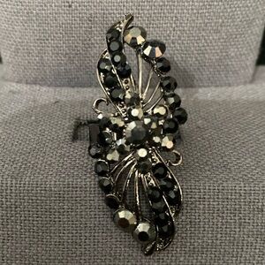 Vintage Black Onyx expandable Butterfly ring